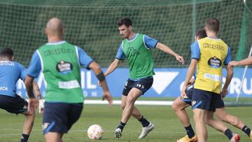 Jaime en un entrenamiento con el Deportivo.