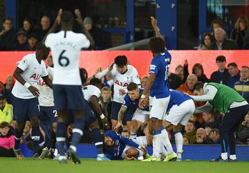 The Everton player severely fractured his ankle after a challenge with Tottenham’s Heung-Min Son, who was left devestated by the incident.