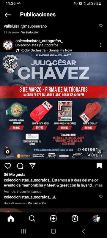 Anuncio firma de autógrafos de Julio César Chávez en Guadalajara