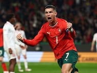 FILE PHOTO: Soccer Football - Nations League - Quarter Final - Second Leg - Portugal v Denmark - Estadio Jose Alvalade, Lisbon, Portugal - March 23, 2025 Portugal's Cristiano Ronaldo celebrates scoring their second goal REUTERS/Pedro Nunes/File Photo