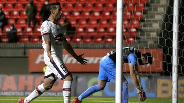 Futbol, Union La Calera vs Deportes Melipilla.
Fecha 29, campeonato Nacional 2021.
El jugador de Deportes Melipilla Gonzalo Sosa celebra su segundo gol contra Union La Calera durante el partido de primera division disputado en el estadio Nicolas Chahuan