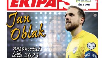 Oblak, portada de Ekipa como mejor jugador esloveno de 2023.