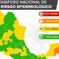 Mapa del semáforo epidemiológico en México del 24 de mayo al 6 de junio
