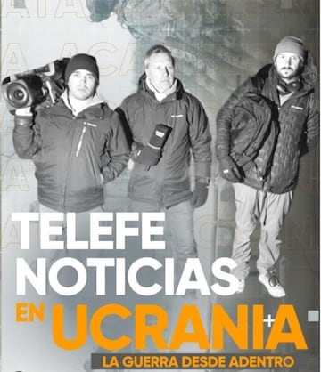 Juan Sebastián Zamudio junto a sus compañeros de Telefe Noticias.
