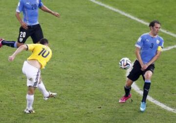 28 de junio de 2014. Mundial Brasil 2014. Partido de Colombia contra Uruguay. En ese encuentro, James Rdríguez marcó el mejor gol de año 2014.