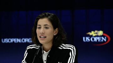 PFX13. New York (United States), 26/08/2017.- Garbine Muguruza of Spain speaks at a press conference at the USTA Billie Jean King National Tennis Center in Flushing Meadows in New York, New York, USA, 26 August 2017. (España, Abierto, Tenis, Nueva York, Estados Unidos) EFE/EPA/PETER FOLEY