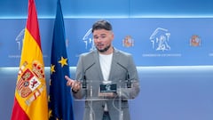 El portavoz de ERC en el Congreso, Gabriel Rufián, durante una rueda de prensa anterior a la Junta de Portavoces, a 9 de mayo de 2023, en Madrid (España).
09 MAYO 2023;RUEDAS;PORTAVOCES;CONGRESO;CONGRESO DE LOS DIPUTADOS;JUNTA
Alberto Ortega / Europa Press
09/05/2023