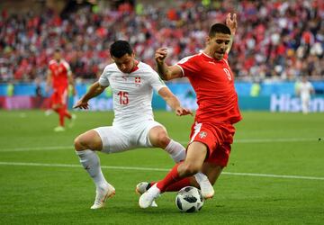 Aleksandar Mitrovic y Blerim Dzemaili.