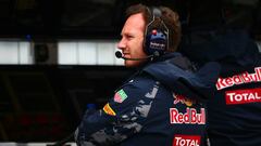 Christian Horner en el muro de Red Bull en Canadá.