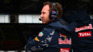 Christian Horner en el muro de Red Bull en Canadá.