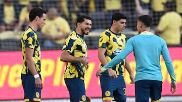 Esteban Lozano, Henry Martin, Dagoberto Espinoza, Brian Rodriguez of America during the match between Los Angeles FC and America as part of Play-In prior to 2025 FIFA Club World Cup, at BMO Stadium on May 31, 2025 in Los Angeles, California, United States.