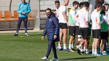 Bordal&aacute;s, en el entrenamiento previo al partido contra el C&aacute;diz. del Valencia.