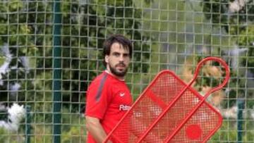 El centrocampista del Athletic Club de Bilbao, Beñat Etxebarria, durante el entrenamiento.