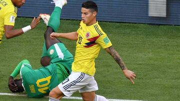 James Rodr&iacute;guez sali&oacute; lesionado del partido entre la Selecci&oacute;n Colombia y Senegal en le Mundial de Rusia 2018. Fue reemplazado por Luis Fernando Muriel.