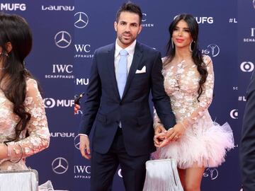 AS Monaco&#039;s Spanish footballer Cesc F&Atilde;&nbsp;bregas poses on the red carpet with his wife Daniella Semaan before the 2019 Laureus World Sports Awards ceremony at the Sporting Monte-Carlo complex in Monaco on February 18, 2019. (Photo by Valery HACHE / AFP)