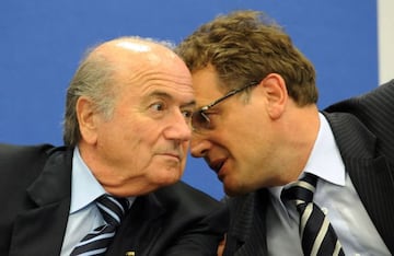 31 May 2009 | then FIFA president Joseph Blatter listens to then secretary general of FIFA Jerome Valcke