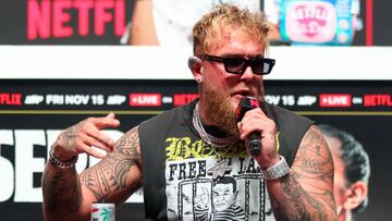 Jake Paul en la última conferencia de prensa de su combate con Mike Tyson.