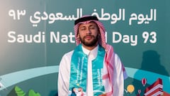 Soccer Football - Saudi Pro League - Al Hilal celebrate Saudi 93rd national day - Al Hilal Club, Riyadh, Saudi Arabia - September 23, 2023 Al Hilal's Neymar dressed in Saudi national clothing celebrates Saudi 93rd national day Al Hilal Football Club Media Office/Handout via REUTERS  ATTENTION EDITORS - THIS IMAGE HAS BEEN SUPPLIED BY A THIRD PARTY. NO RESALES. NO ARCHIVES