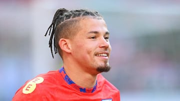 BUDAPEST, HUNGARY - JUNE 04: Kalvin Phillips of England looks on prior to the UEFA Nations League League A Group 3 match between Hungary and England at Puskas Arena on June 04, 2022 in Budapest, Hungary. (Photo by Michael Regan/Getty Images)