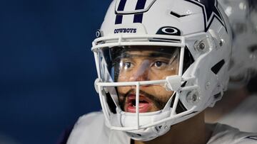 NASHVILLE, TENNESSEE - DECEMBER 29: Dak Prescott #4 of the Dallas Cowboys looks on from the tunnel prior to the game against the Tennessee Titans at Nissan Stadium on December 29, 2022 in Nashville, Tennessee.   Andy Lyons/Getty Images/AFP (Photo by ANDY LYONS / GETTY IMAGES NORTH AMERICA / Getty Images via AFP)