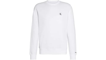 Sudadera para hombre blanca de Calvin Klein con cuello redondo y descuento en Amazon