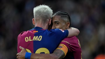 An easy win for Barça at the Lluís Companys Olympic Stadium in the Catalan derby, with two goals from Dani Olmo and one from Raphina seeing them to victory.