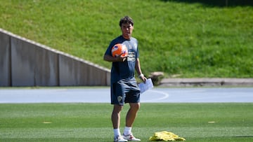 Rubi, durante un entrenamiento del Almería.