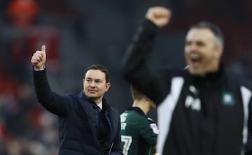 Plymouth Argyle manager Derek Adams after his side's draw at Liverpool.