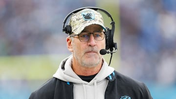 Panthers coach Frank Reich was fired in his first season with the team after going 1-10 and followng their latest 17-10 loss to the Titans on Sunday.