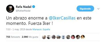 Deportistas, políticos, famosos... mandan fuerzas a Iker Casillas