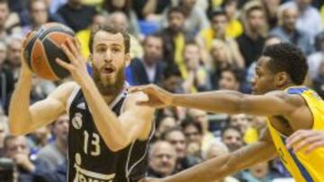 Sergio Rodríguez, durante el partido ante el Maccabi.