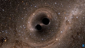 Ilustración artística de una colisión de agujeros negros
SIMULATING EXTREME SPACETIMES (SXS) PROJECT