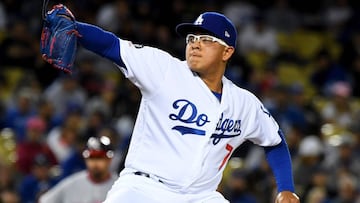 LOS ANGELES, CA - MAY 10: Relief pitcher Julio Urias #7 of the Los Angeles Dodgers delivers in the seventh inning of the game against the Washington Nationals at Dodger Stadium on May 10, 2019 in Los Angeles, California. Jayne Kamin-Oncea/Getty Images/AFP
== FOR NEWSPAPERS, INTERNET, TELCOS & TELEVISION USE ONLY ==