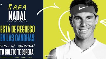 Cartel promocional del Abierto Mexicano de Tenis confirmando la presencia de Rafa Nadal en la edici&oacute;n de 2022.