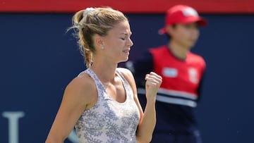 Camila Giorgi celebra su triunfo en Montreal.