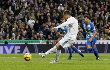 Real Madrid are awarded a penalty with a quarter of an hour to go, and Cristiano Ronaldo steps up to take.