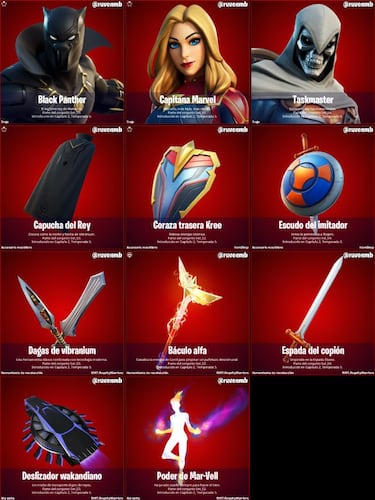 Fortnite: skins Black Panther, Capitana Marvel y Taskmaster ya disponibles