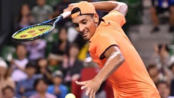 Nick Kyrgios celebra su victoria ante David Goffin en la final del Torneo de Tokio.