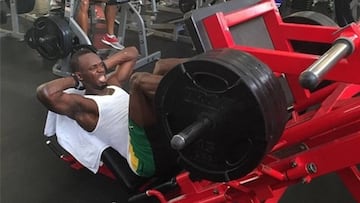 Usain Bolt, en una sesión en el gimnasio.