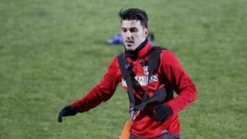 David Villa, durante el entrenamiento del Atlético en el Cerro del Espino.