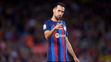 BARCELONA, SPAIN - NOVEMBER 05: Sergio Busquets of FC Barcelona reacts during the LaLiga Santander match between FC Barcelona and UD Almeria at Spotify Camp Nou on November 05, 2022 in Barcelona, Spain. (Photo by Silvestre Szpylma/Quality Sport Images/Getty Images)
PUBLICADA 29/12/22 NA MA12 1COL