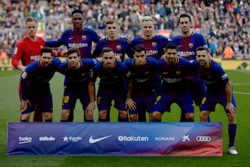 El once inicial del FC Barcelona. 