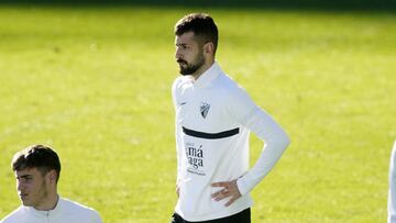 &aacute;lvaro Vadillo en su primer entrenamiento con el M&aacute;laga.