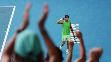 Tennis - Australian Open - Melbourne Park, Melbourne, Australia - January 30, 2026
Spain's Carlos Alcaraz reacts during his semi final match against Germany's Alexander Zverev REUTERS/Edgar Su TPX IMAGES OF THE DAY