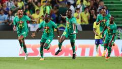 Lisbon (Portugal), 20/06/2023.- Senegal`s Sadio Mane (2-L) celebrates a goal during the intenational friendly soccer match between Brazil and Senegal held at Alvalade Stadium, Lisbon, Portugal, 20 June 2023. (Futbol, Amistoso, Brasil, Lisboa) EFE/EPA/MIGUEL A. LOPES
