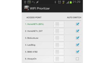 Interfaz del listado de redes WiFi que tenemos en el móvil y podemos reordenar a mano
