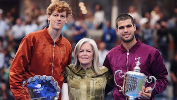 Jannik Sinner, Stacey Allaster y Carlos Alcaraz.