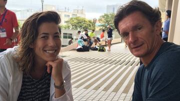 Garbiñe Muguruza posa con su entrenador Sam Sumyk.