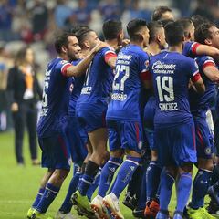 Afición del Cruz Azul celebra en el Ángel de la Independencia