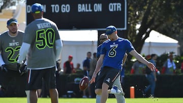 Jan 25, 2017; Orlando, FL, USA; Los Angeles Rams punter Johnny Hekker (6) punts during practice for the Pro Bowl at ESPN Wide World of Sports Complex. Mandatory Credit: Jasen Vinlove-USA TODAY Sports